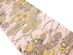 花唐草にヱ霞・古典柄模様織出し袋帯